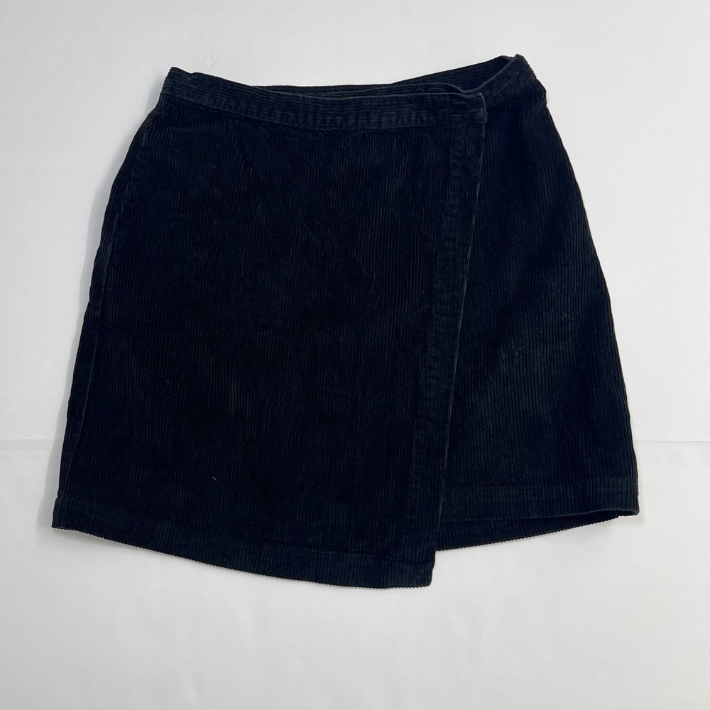 Abercrombie & Fitch Corduroy Wrap Mini Skirt Size XS Black Button Front Cotton